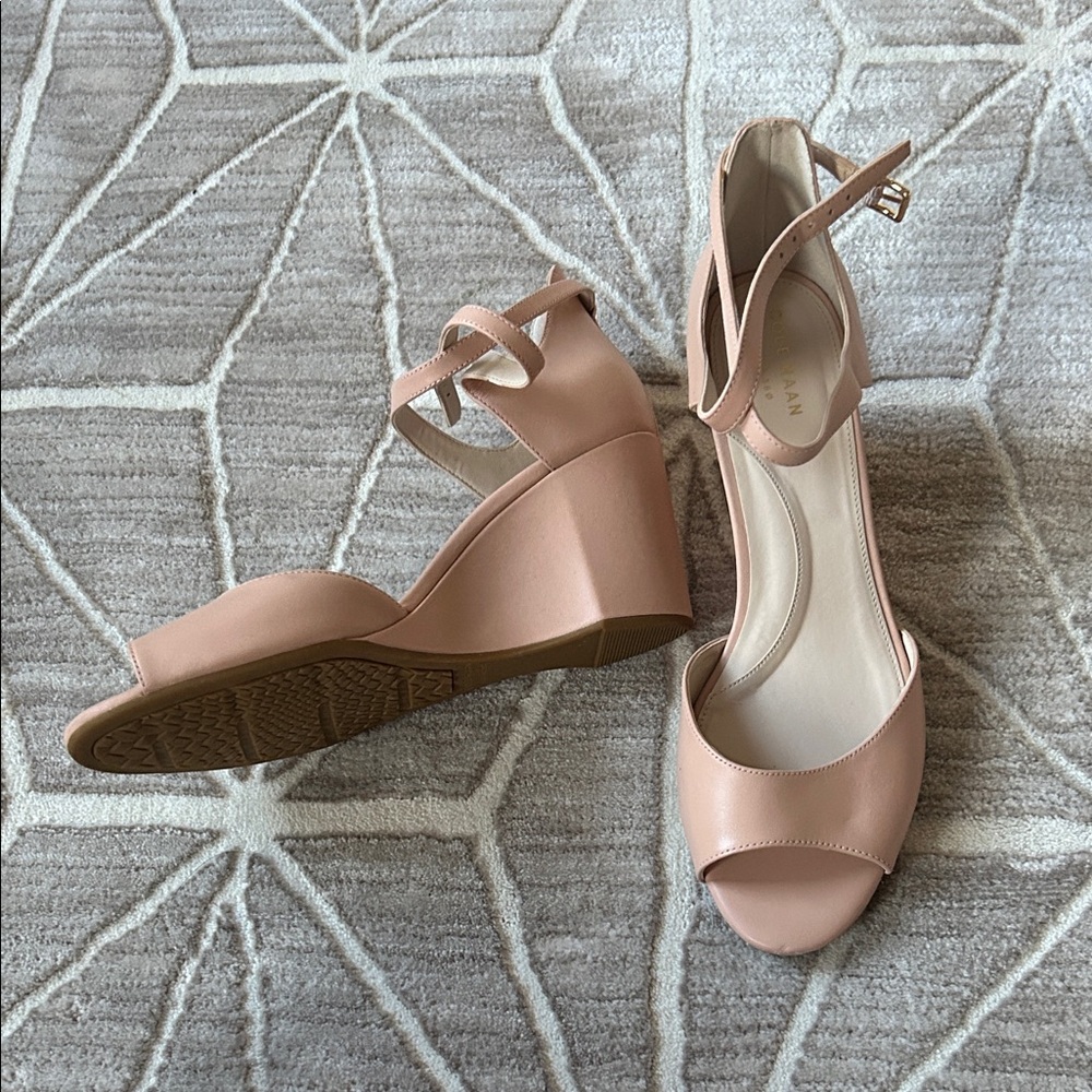 Cole Haan nude wedge platform sandals